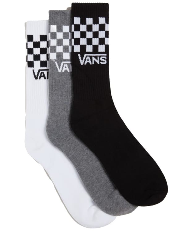 Men's Vans Classic Check Crew Socks - 3 Pack - Black / White