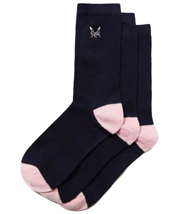 Women's Crew Clothing Embroidered Socks - 3 Pack - Navy