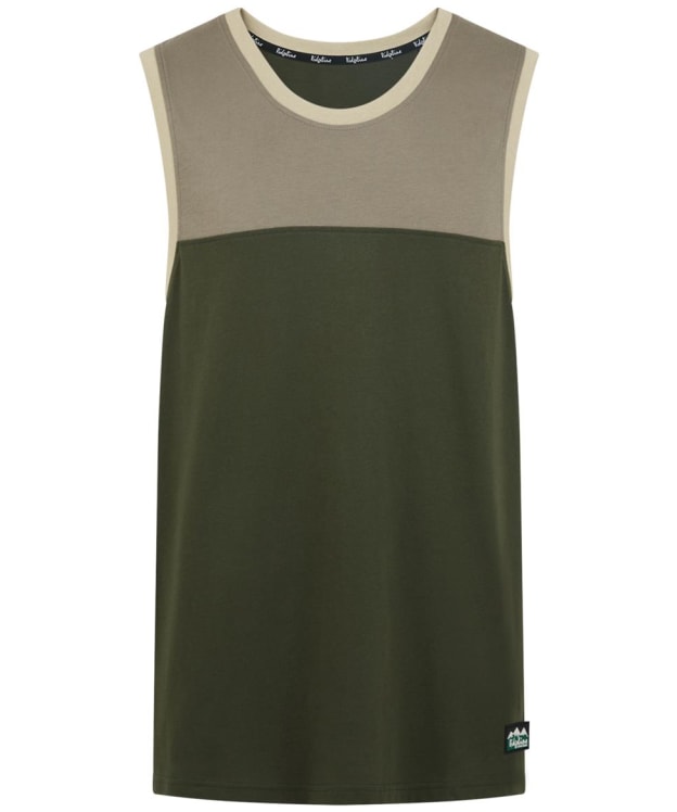 Ridgeline Backslider Singlet Top - Olive Multi Patchwork