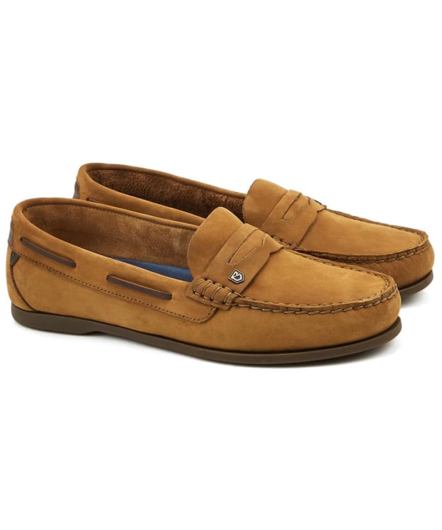 Women's Dubarry Belize Slip-on Leather Deck Shoes - Cognac