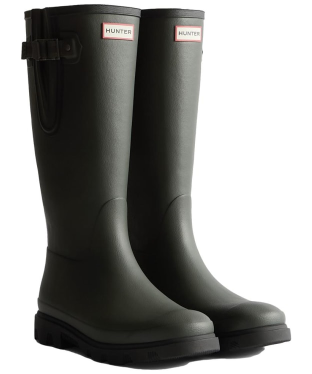 Men's Hunter Downpour Tall Adjustable Wellington Boots - Dark Olive / Black