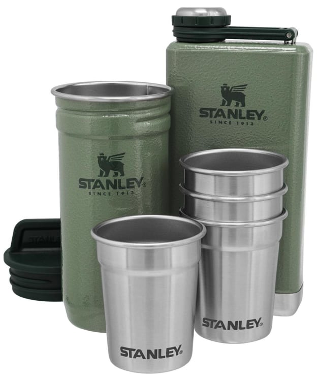 Stanley Pre-Party Shot Glass and Flask Set - Hammertone Green