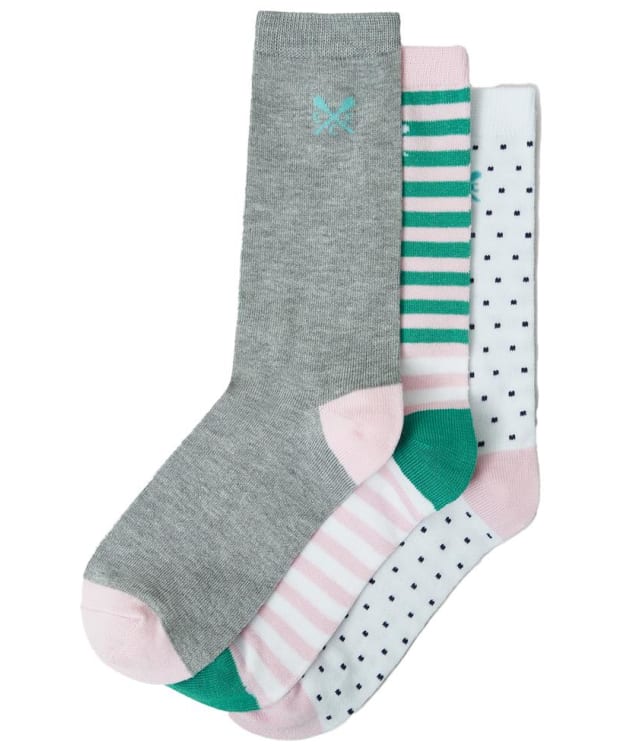 Women's Crew Clothing Bamboo Socks - 3 Pack - Green / Pink / Grey