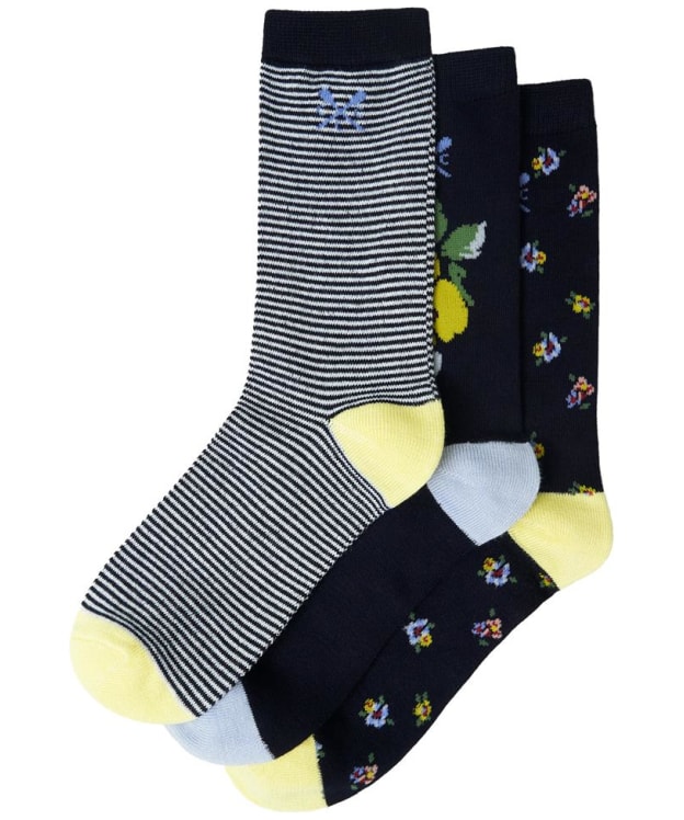 Women's Crew Clothing Bamboo Socks - 3 Pack - Navy / Folk / Floral