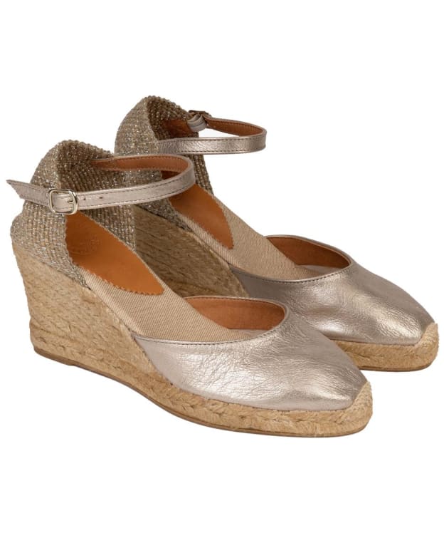 Women's Penelope Chilvers Mary Jane Leather Heeled Espadrilles - Pewter
