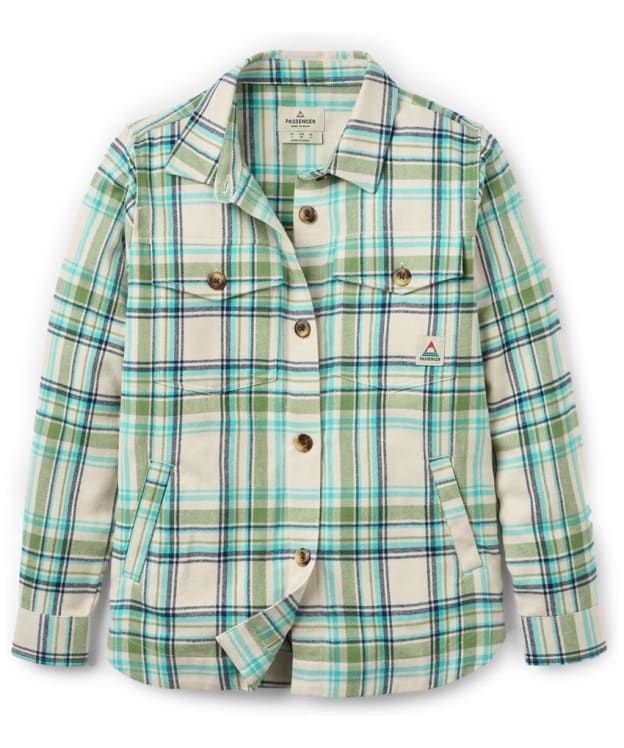 Women's Passenger Clothing Stella Organic Cotton Long Sleeve Shirt - White / Green Check