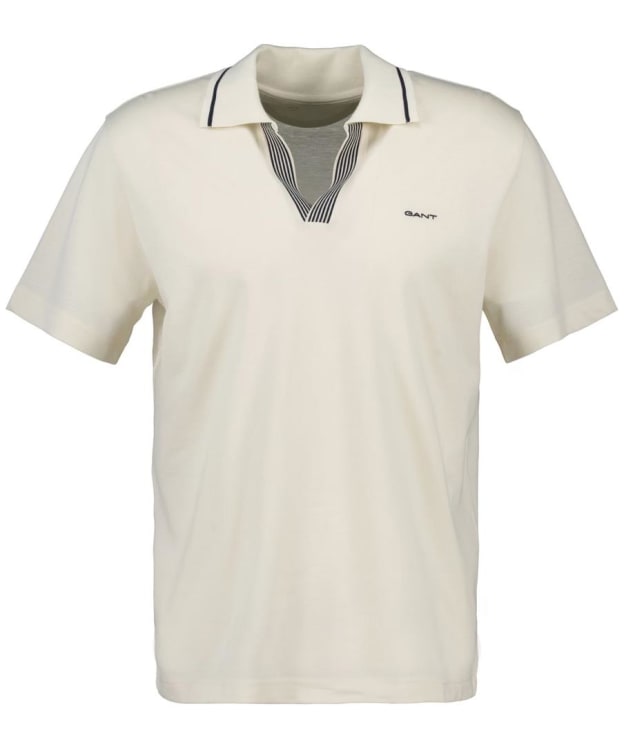 Men's GANT Tipping Short Sleeve Polo Shirt - Cream