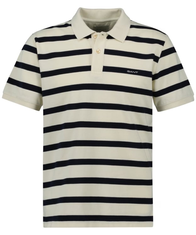 Men's GANT Striped Short Sleeve Polo Shirt - Cream