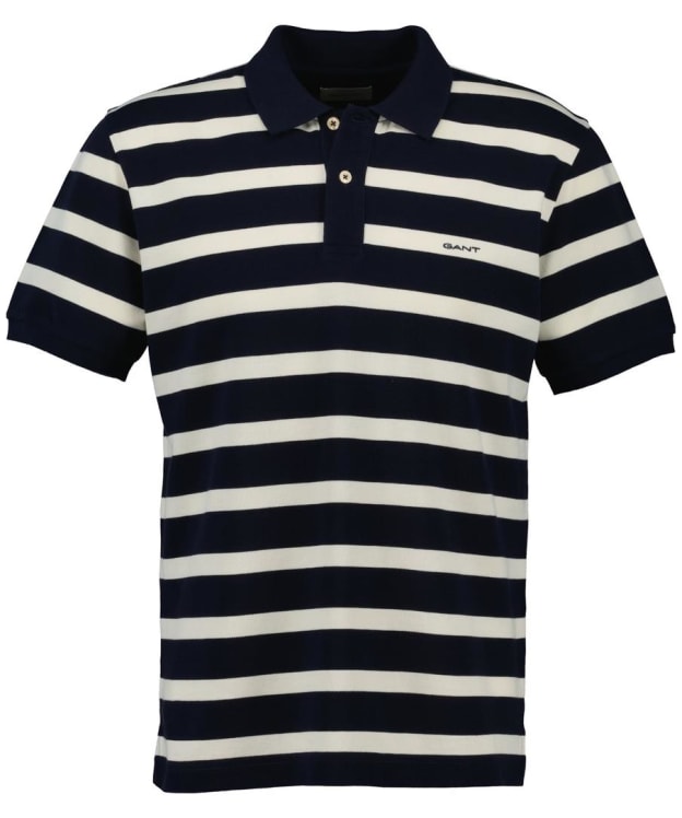 Men's GANT Striped Short Sleeve Polo Shirt - Evening Blue