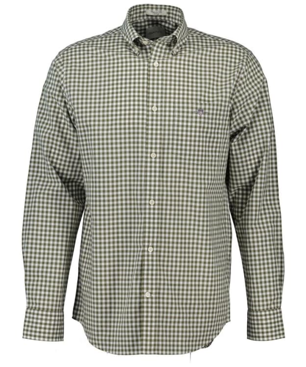 Men's GANT Regular Fit Long Sleeve Poplin Gingham Shirt - Moss Green