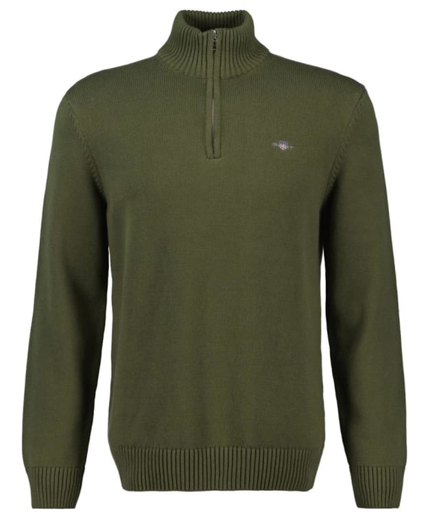 Men's GANT Casual Cotton Half Zip Sweater - Moss Green