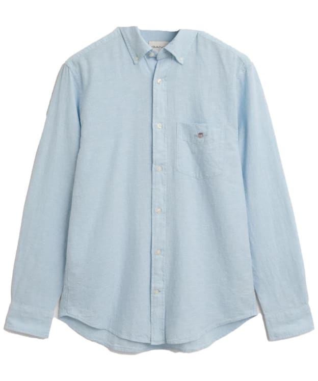 Men's GANT Regular Long Sleeve Cotton Linen Shirt - Fresh Blue