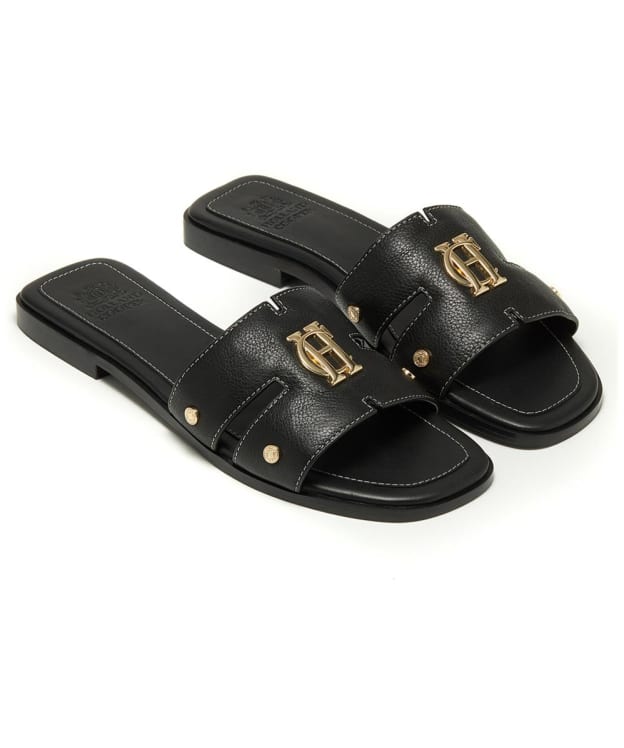 Women's Holland Cooper Monogram Slides - Black Leather