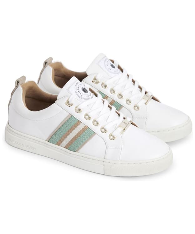 Women’s Fairfax & Favor Boston Trainer - White / Mint / Stone / Tan