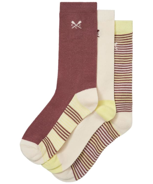 Women's Crew Clothing Bamboo Trainer Socks - 3 Pack - Rosewater Pink Stripes
