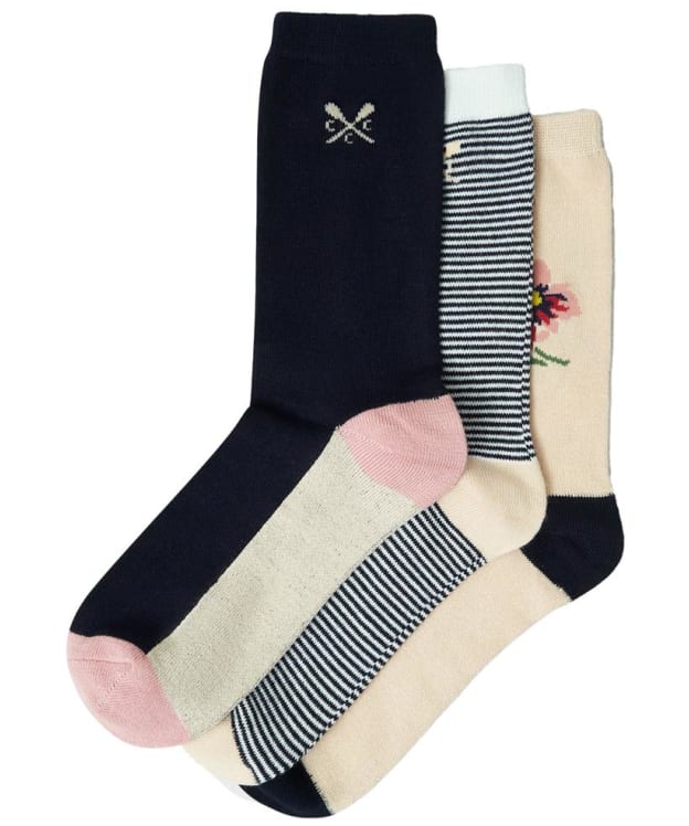 Women's Crew Clothing Bamboo Socks - 3 Pack - Folk / Floral / Stripe
