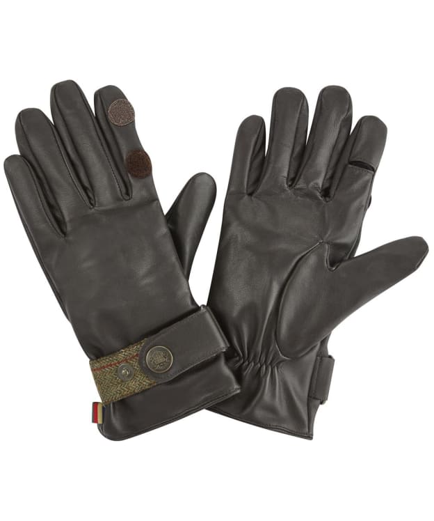 Men's Alan Paine Waterproof Leather Gloves - Brown Leather / Sage Tweed
