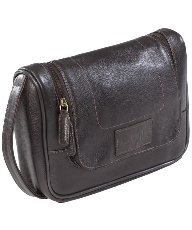Men's Alan Paine Leather Wash Bag - Brown