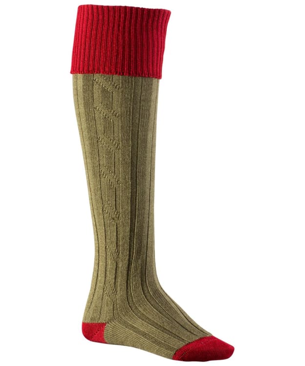 Women's Alan Paine Knee Length Wool Blend Shooting Socks - Red / Olive