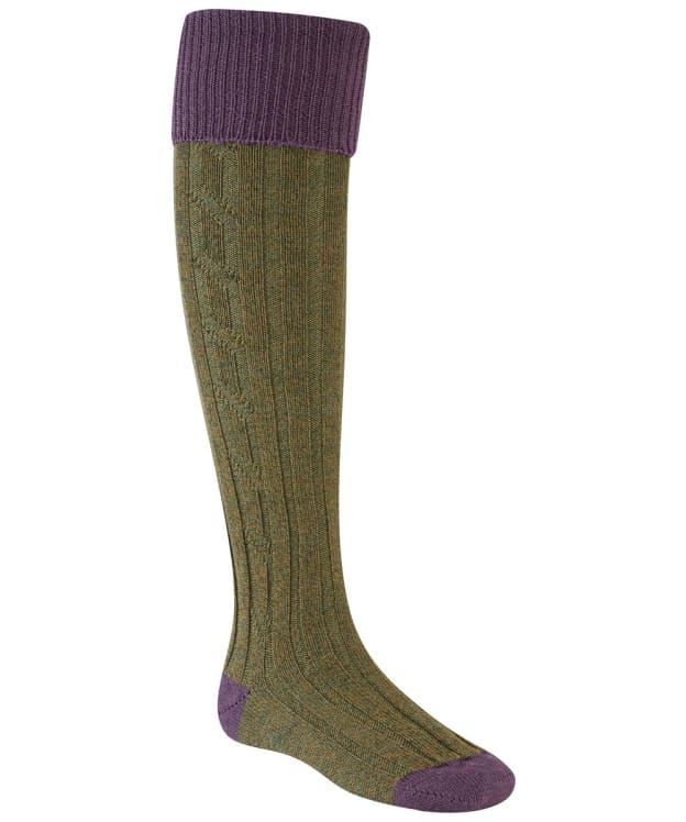 Women's Alan Paine Knee Length Wool Blend Shooting Socks - Mauve / Meadow