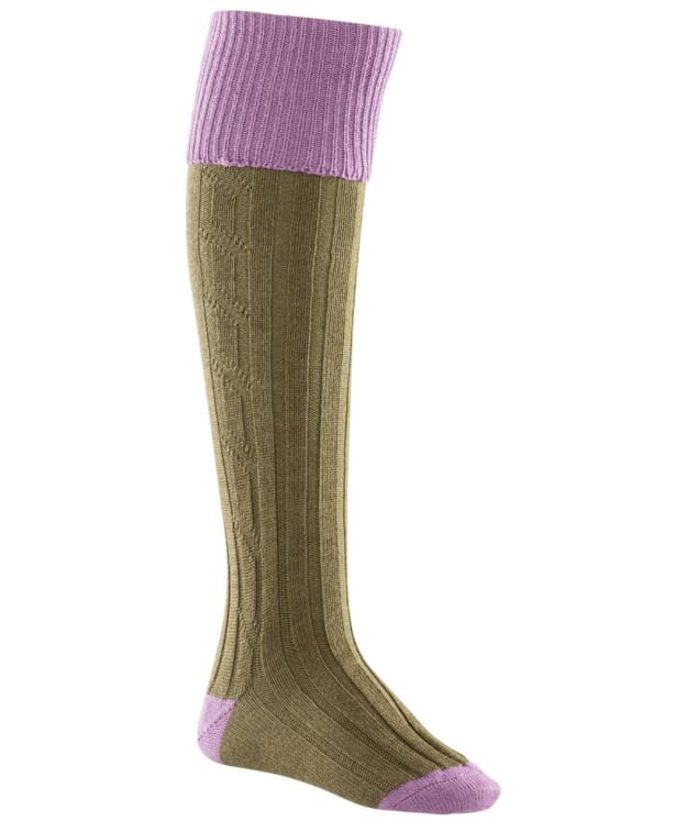 Women's Alan Paine Knee Length Wool Blend Shooting Socks - Lilac / Olive