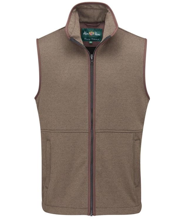 Men's Alan Paine Aylsham Full Zip Fleece Waistcoat - Brown Herringbone