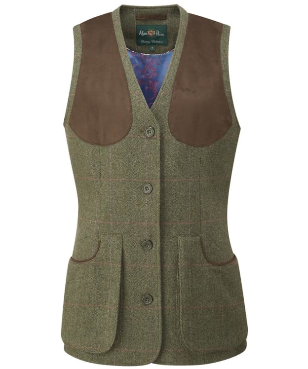 Women's Alan Paine Combrook Tweed Shooting Waistcoat - Heath