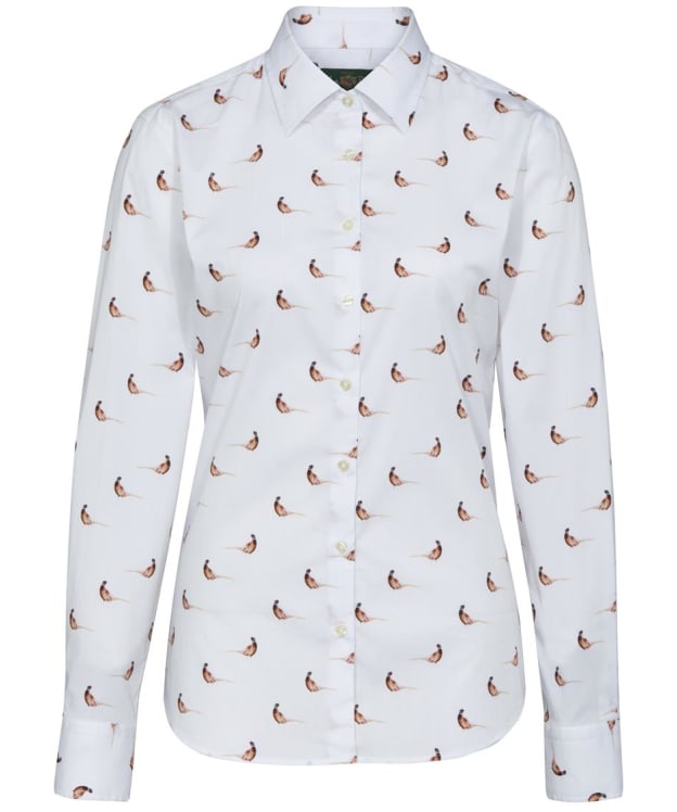 Women's Alan Paine Long Sleeve Lawen Print Cotton Shirt - Pheasant Print White