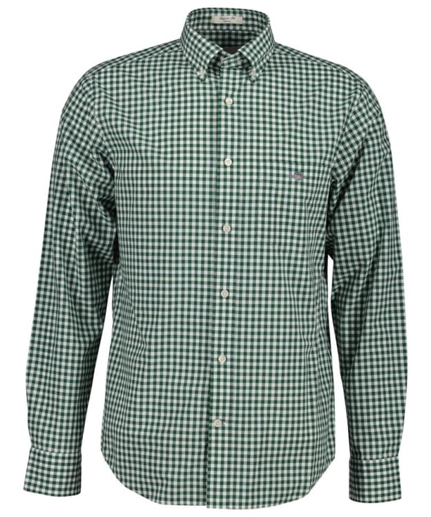 Men's GANT Regular Fit Long Sleeve Poplin Gingham Shirt - Forest Green