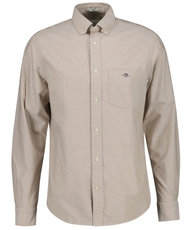 Men's GANT Regular Fit Long Sleeve Cotton Oxford Shirt - Warm Khaki