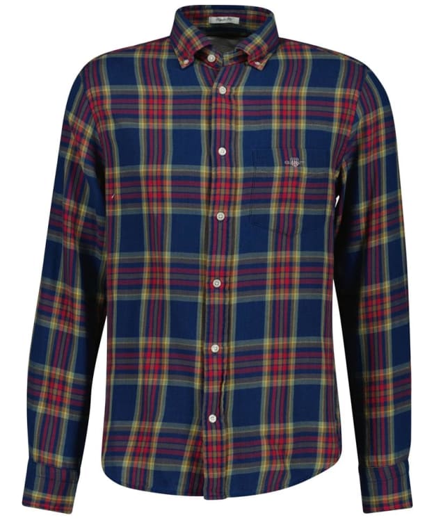 Men's GANT Regular Fit Indigo Twill Check Shirt - Indigo