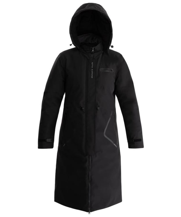Women's Aztec Diamond Fleece Lined Waterproof Rain Jacket - Black