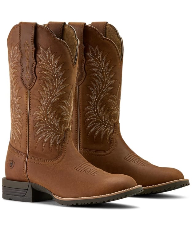 Women's Ariat Hybrid Ranchward Wide Toe Western Boot - Frontier Brown
