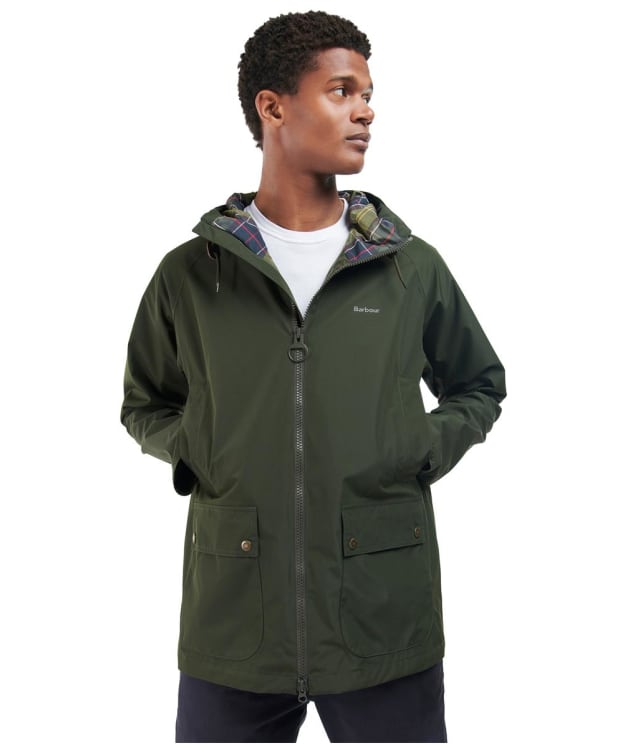 Men's Barbour Hooded Domus Waterproof Jacket - Sage / Classic