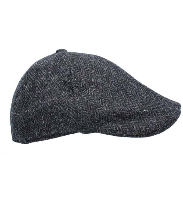 Heather Mallaig Harris Tweed Duckbill 6-Piece Cap - Black Herringbone