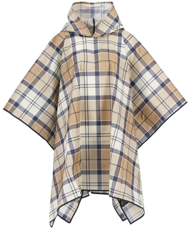 Women's Barbour Portree Tartan Poncho - Hessian / Navy Tartan