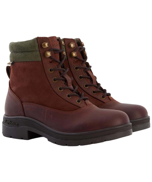 Women's Barbour Laurelle Lace Up Boots - Mahogany / Choc Nubuck