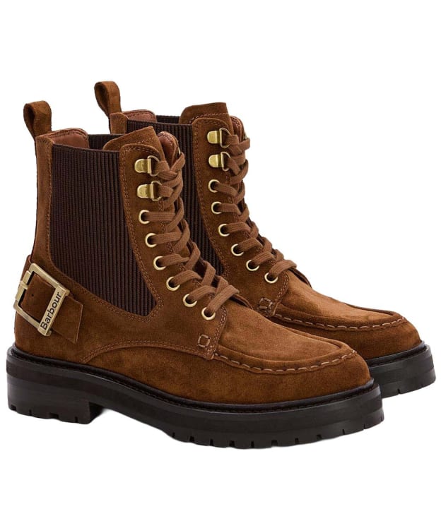 Women's Barbour Leonie Lace Up Boots - Tobacco Suede