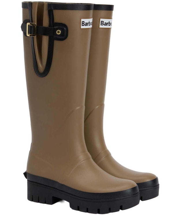 Women's Barbour Leighton Tall Wellingtons - Military Brown / Black