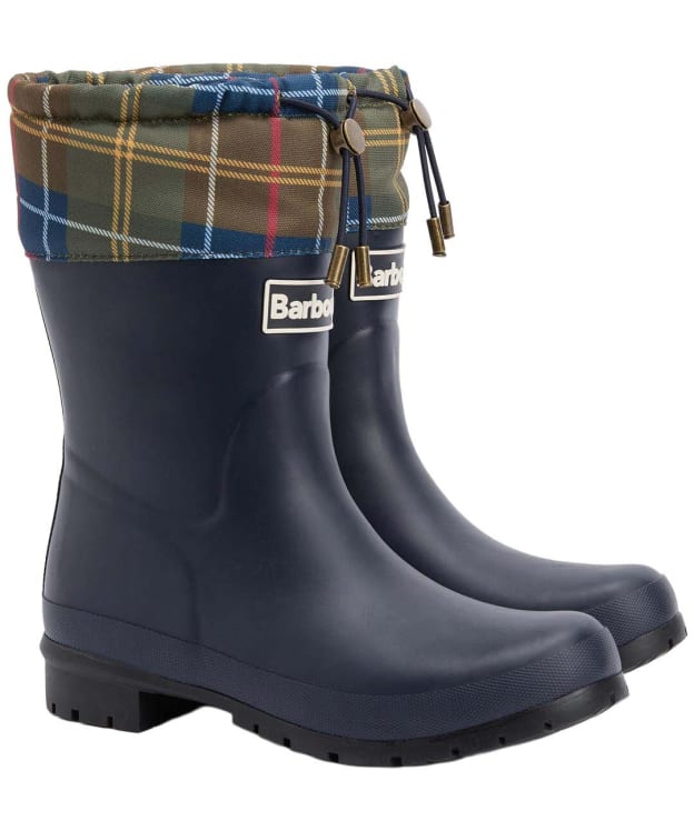 Women's Barbour Mowbray Mid Wellingtons - Navy / Classic Tartan