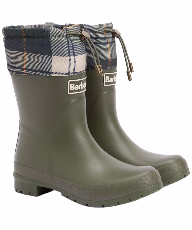 Women's Barbour Mowbray Mid Wellingtons - Olive / Ancient Tartan