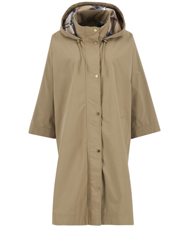 Women's Barbour Everlee Showerproof Cape - Military Brown / Hollyhock