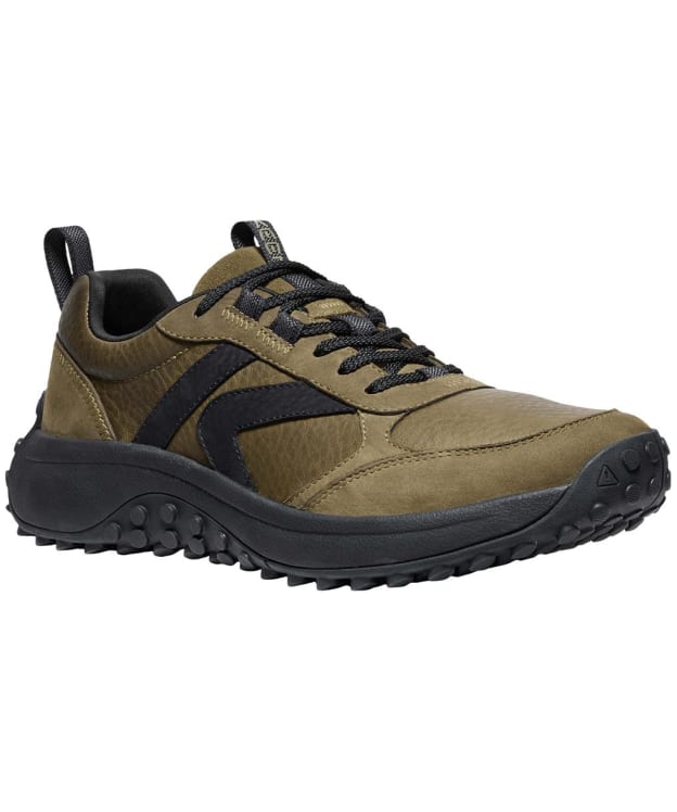 Men's KEEN KS86 Leather Trainers - Dark Olive / Black