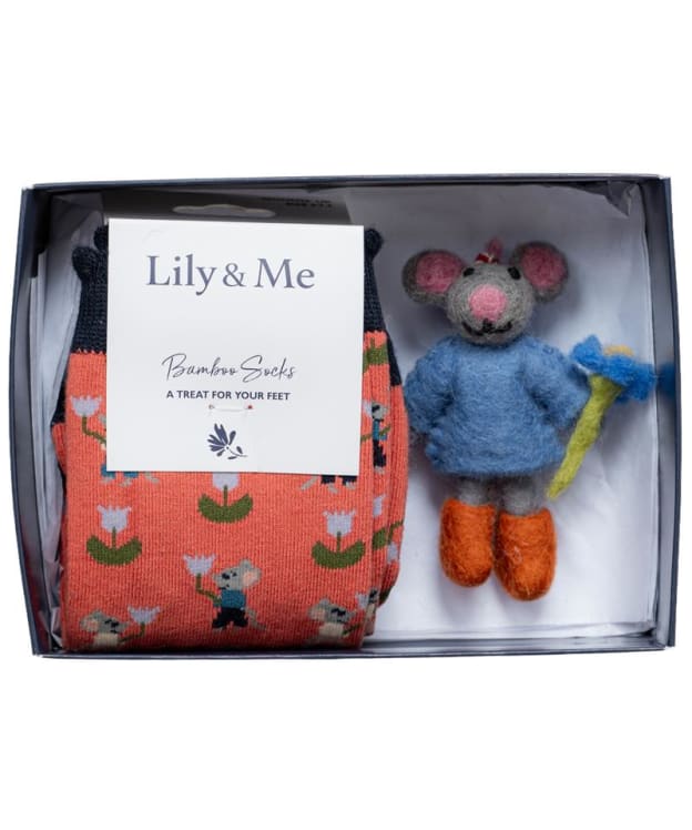 Women’s Lily & Me Crafty Mouse Socks and Keyring Giftbox - Assorted