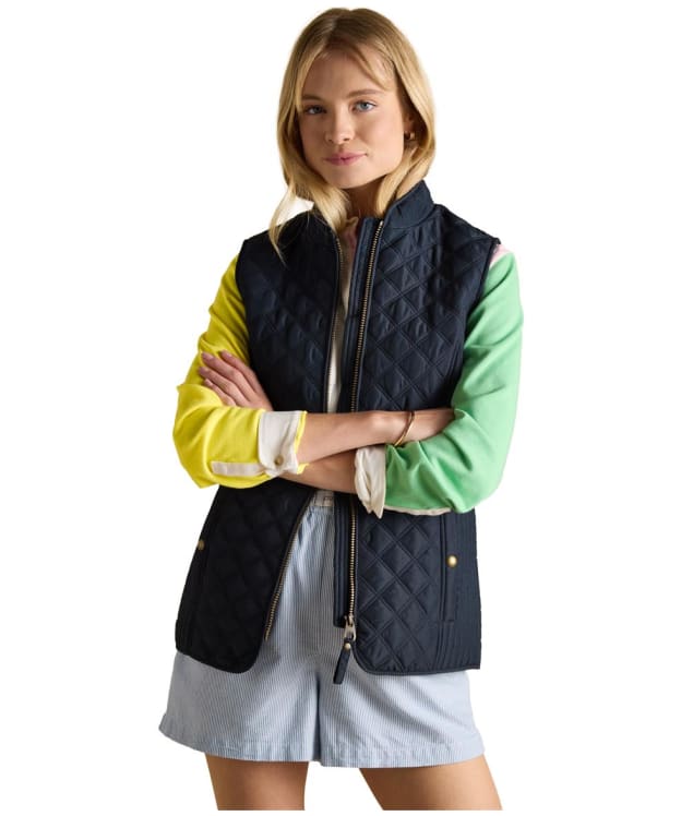 Women's Joules Minx Diamond Showerproof Quilt Gilet - Dark Navy
