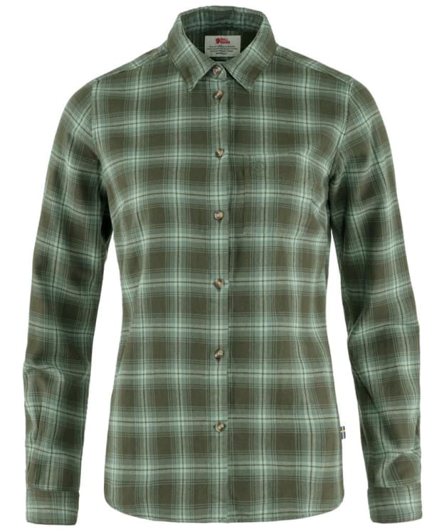 Women’s Fjallraven Övik Flannel Shirt - Deep Forest / Patina Green