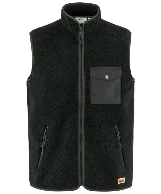 Men's Fjallraven Vardog Pile Fleece Vest - Black / Dark Grey