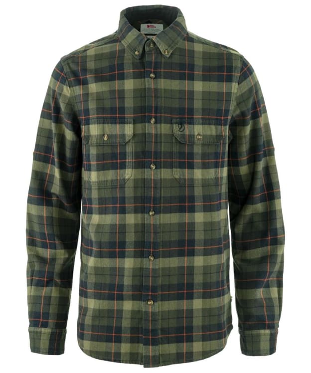 Men's Fjallraven Singi Heavy Flannel Long Sleeve Shirt - Black / Deep Forest