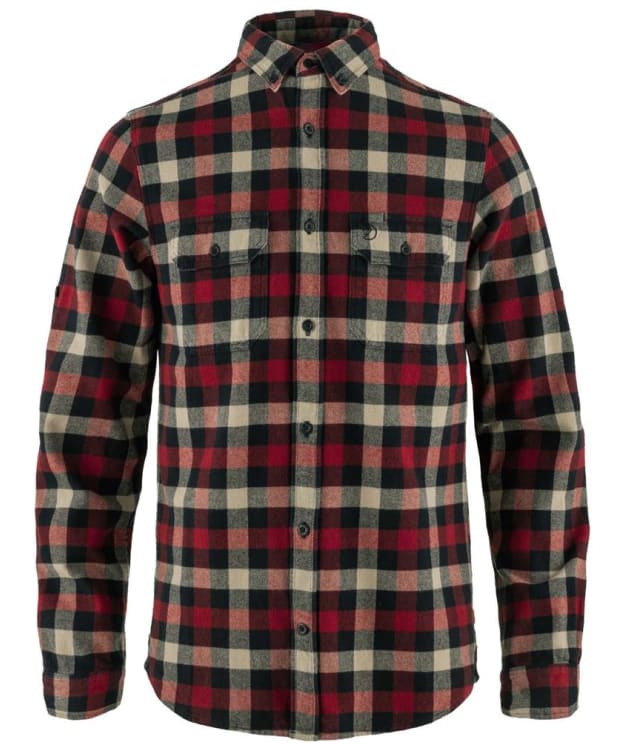Men’s Fjallraven Skog Long Sleeve Shirt - Dark Navy / Red