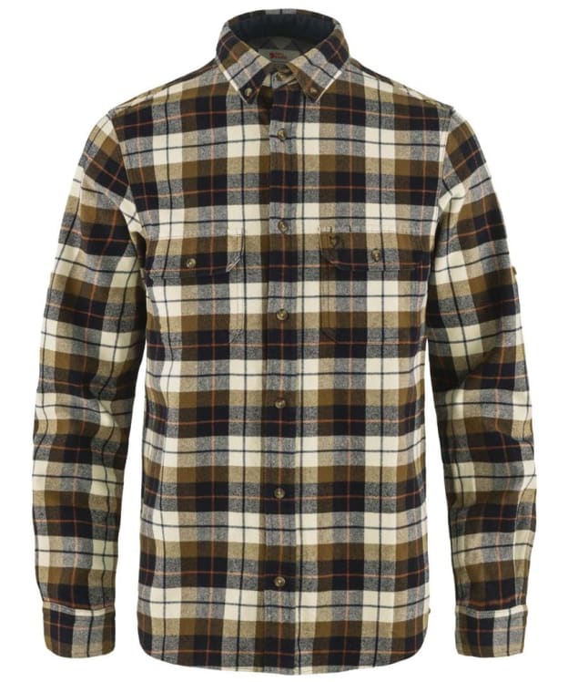 Men's Fjallraven Singi Heavy Flannel Long Sleeve Shirt - Chalk White / Dark Navy